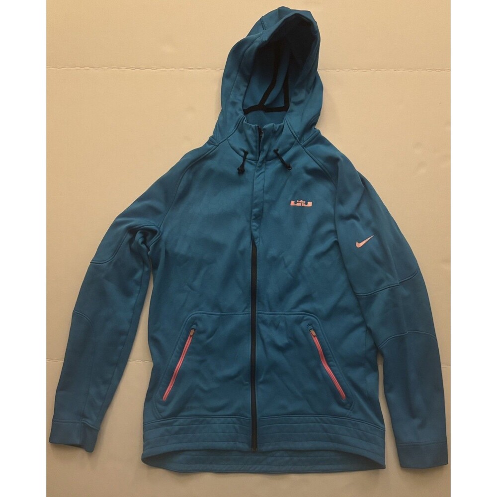 Nike Therma-Fit Lebron James Hooded Full Zip Jacket Men's Size M Blue Pink Trim